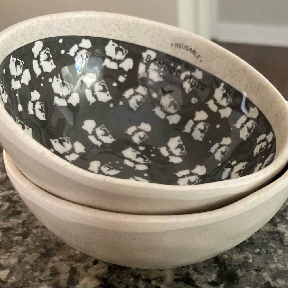 Demdaco Grey Leaves Melamine Dip Bowl, set of 2, 5”, Brand New